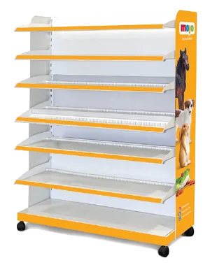 Mojo 100 cm Dobbeltsided metal display with dividers and wheels - image 1