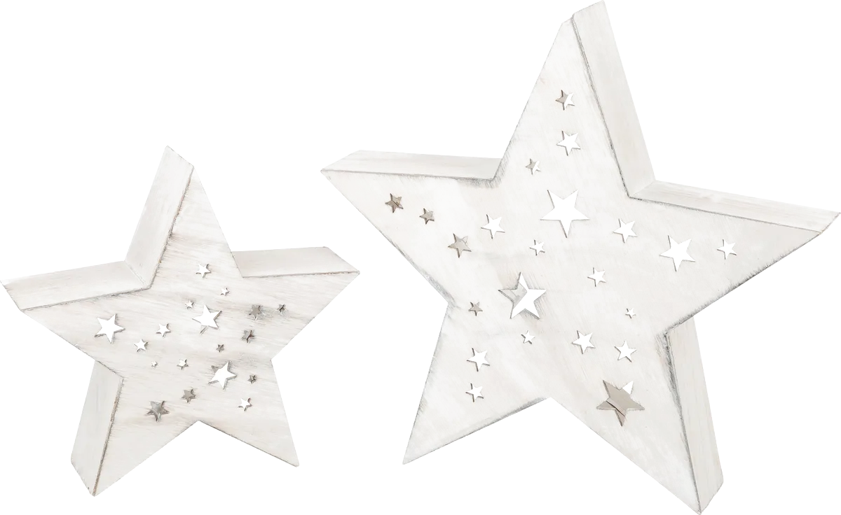 small foot Star with LED Light (2 pcs), Shabby-Chic - image 1