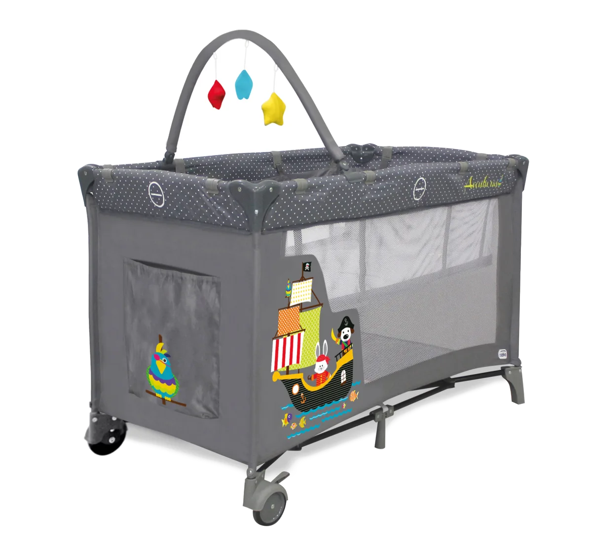 Asalvo Travel Cot Complete Duo with Insert, Pirates - image 1