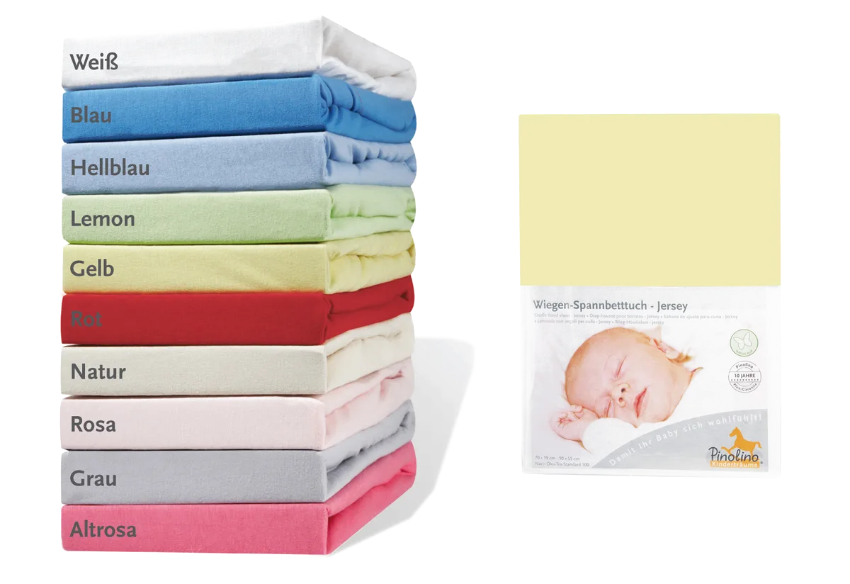 Pinolino Stretchy Sheet for Cradles, Bedside Cribs and Prams, Jersey / Yellow - image 1