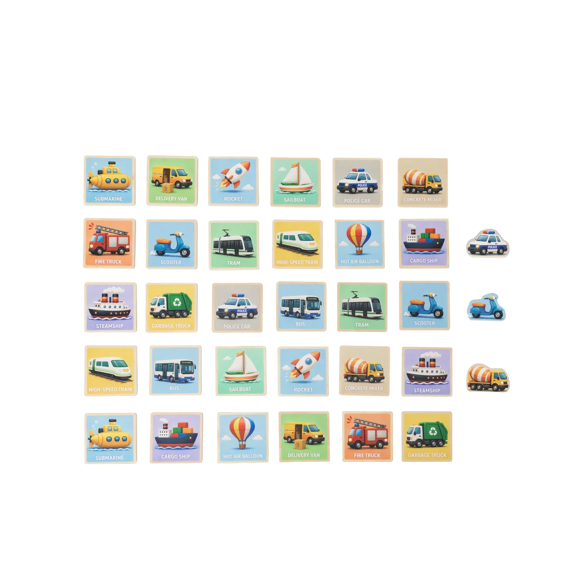 Kinder and Kids Memory Game 30pcs Set - Vehicle - image 1