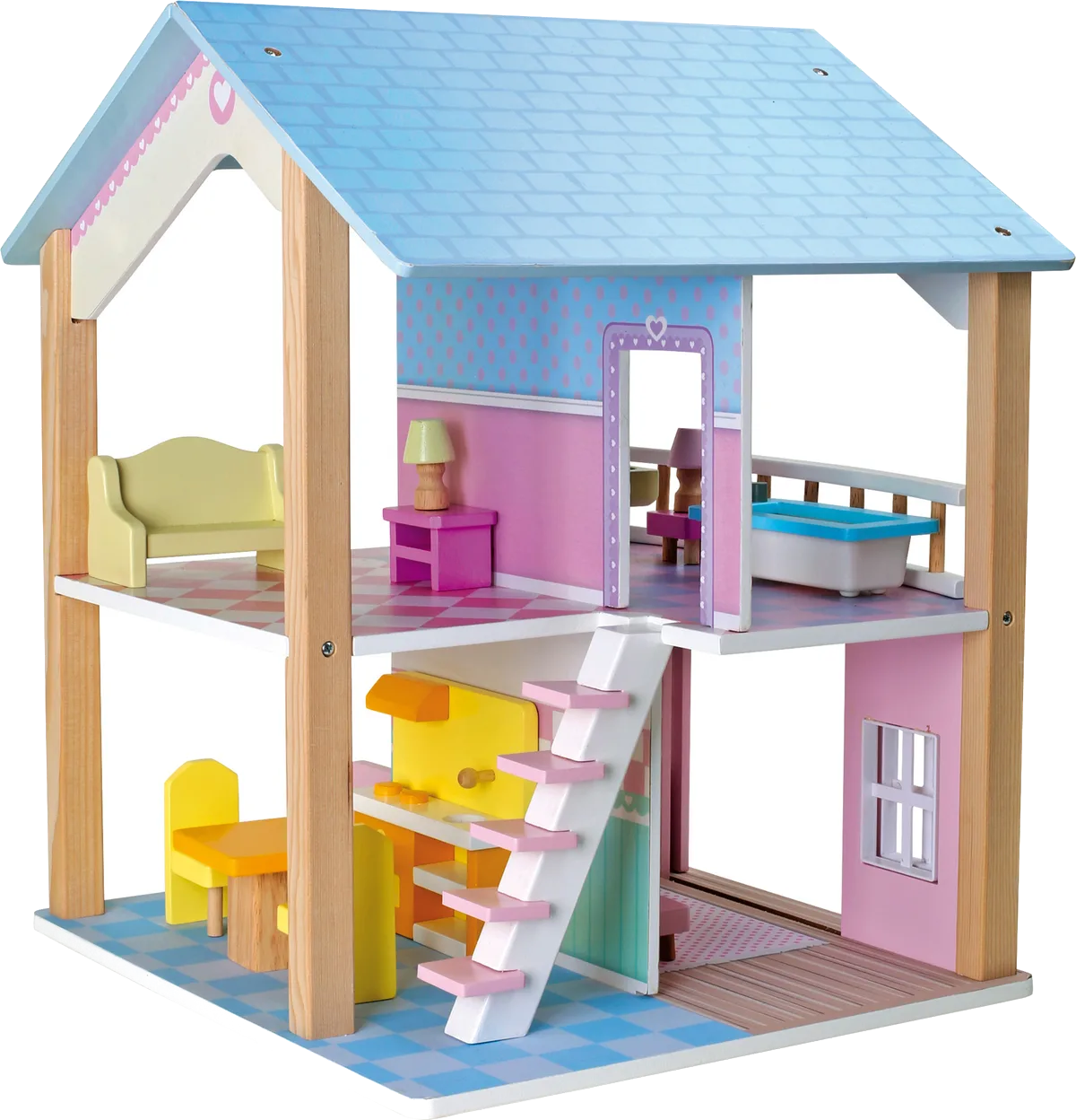 small foot Doll's House with Blue Roof, Turnable - image 1